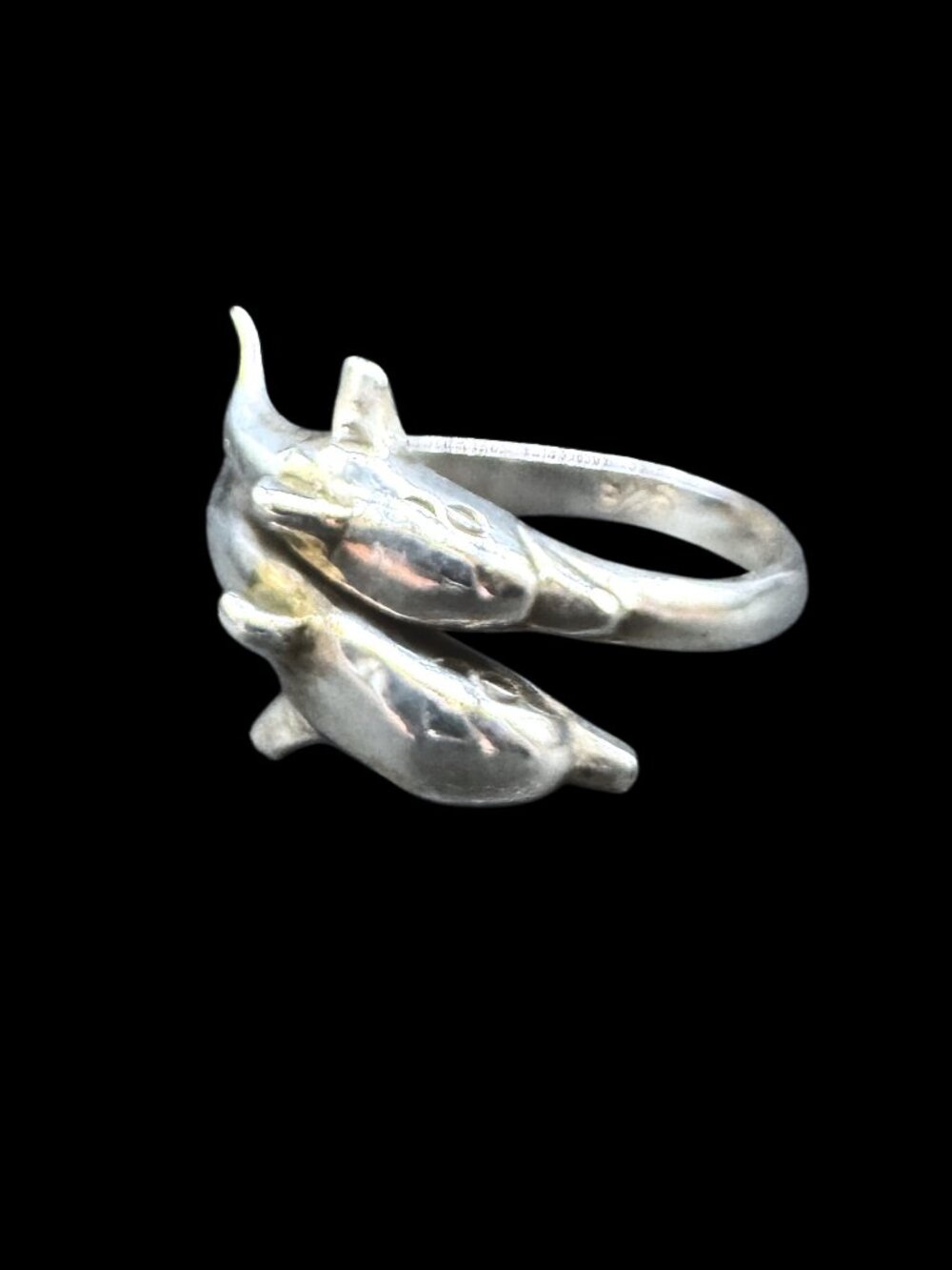 Vintage 925 Sterling Silver Dolphin Ring size 7.5 *read*